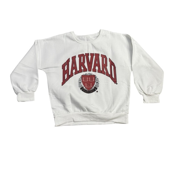no brand Tops - NWOT Harvard University Crewneck Sweatshirt White Graphic Logo Size Large